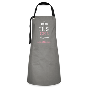 His Girl  Artisan Apron White/Pink - gray/black