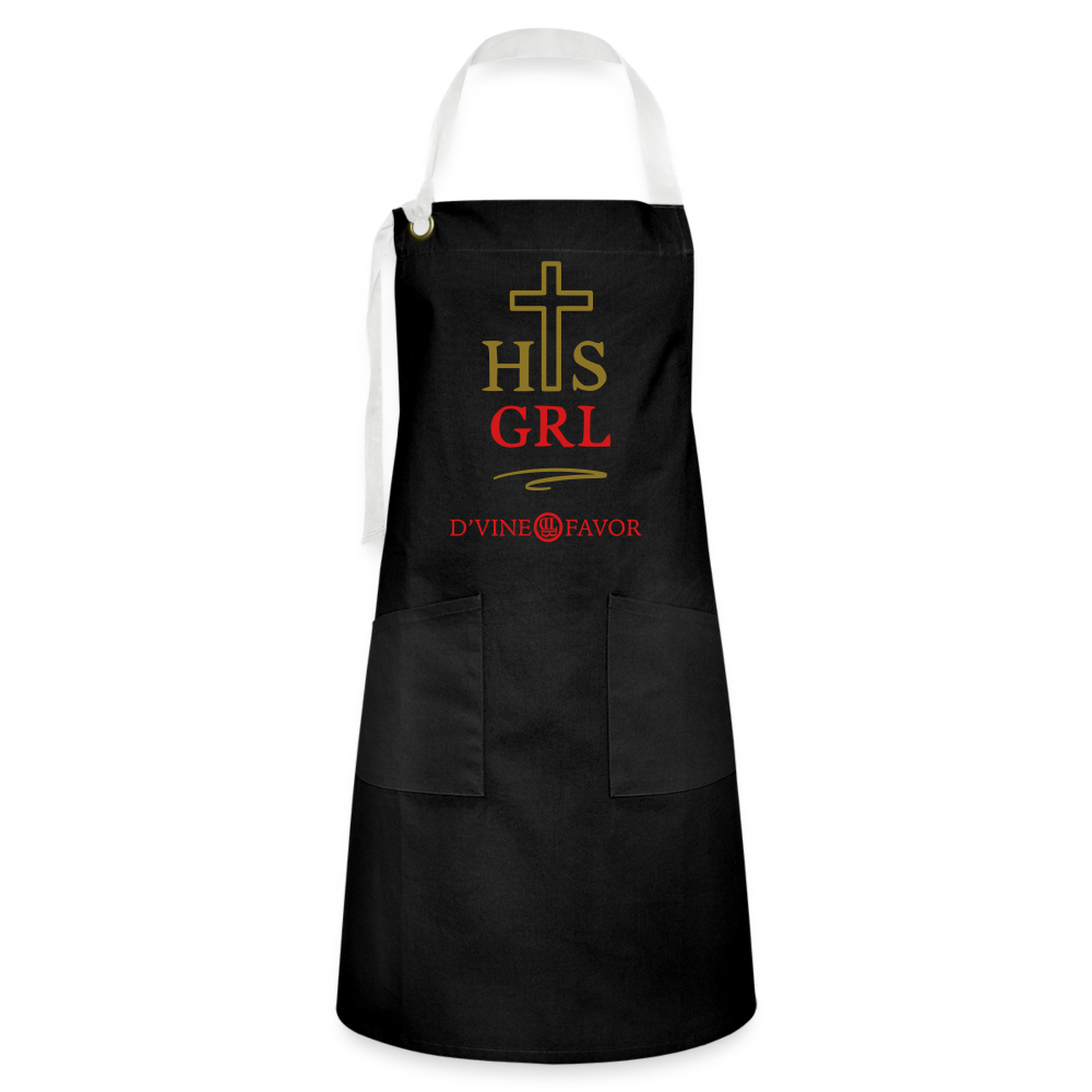 His Girl Artisan Apron Gold/Red - black/white