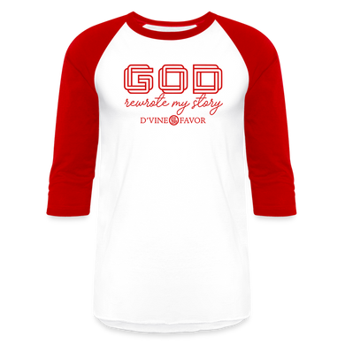 God Rewrote My Story - Baseball T-Shirt - white/red