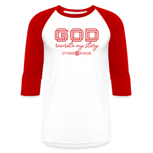 God Rewrote My Story - Baseball T-Shirt - white/red