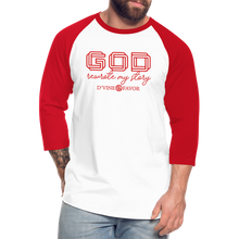 Load image into Gallery viewer, God Rewrote My Story - Baseball T-Shirt - white/red