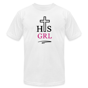 His Girl Unisex  V-Neck T-Shirt - white