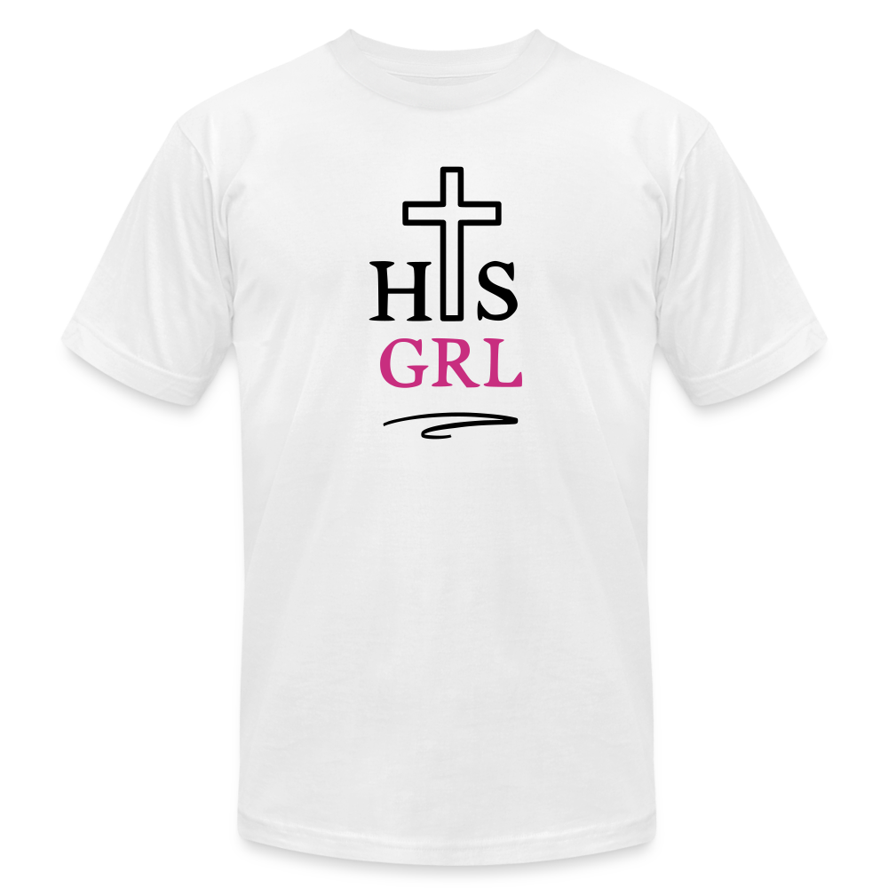 His Girl Unisex  V-Neck T-Shirt - white