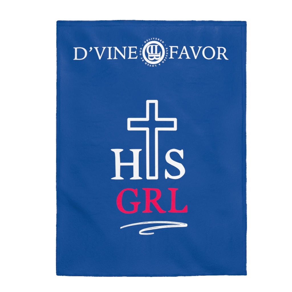 His Girl - Blue Velveteen Plush Blanket