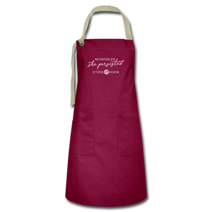 She Persisted - Artisan Apron - burgundy/khaki