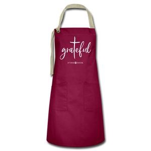 Grateful - Artisan Apron - burgundy/khaki