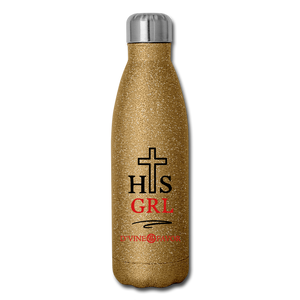 His Girl - Insulated Stainless Steel Water Bottle - gold glitter