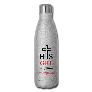 His Girl - Insulated Stainless Steel Water Bottle - silver glitter