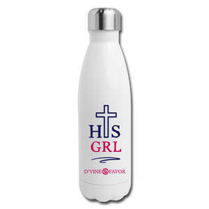 His Girl - Navy/Pink Insulated Stainless Steel Water Bottle - white