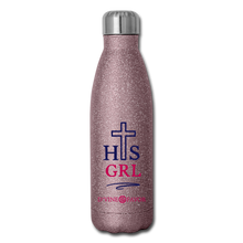 Load image into Gallery viewer, His Girl - Navy/Pink Insulated Stainless Steel Water Bottle - pink glitter