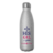 Load image into Gallery viewer, His Girl - Navy/Pink Insulated Stainless Steel Water Bottle - silver glitter