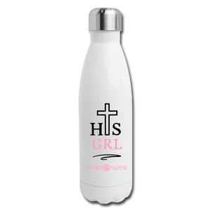 His Girl Black/Pink Insulated Stainless Steel Water Bottle - white