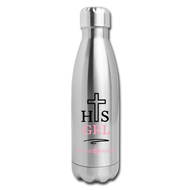 His Girl Black/Pink Insulated Stainless Steel Water Bottle - silver