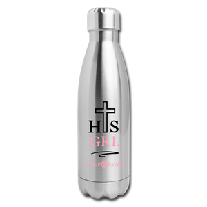 His Girl Black/Pink Insulated Stainless Steel Water Bottle - silver