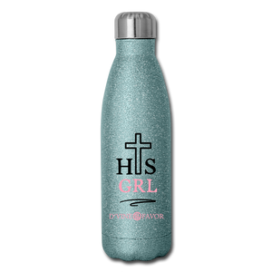 His Girl Black/Pink Insulated Stainless Steel Water Bottle - turquoise glitter