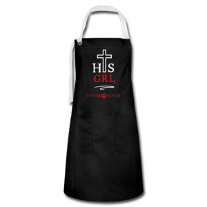 His Girl - White/Red Artisan Apron - black/white