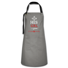 Load image into Gallery viewer, His Girl - White/Red Artisan Apron - gray/black