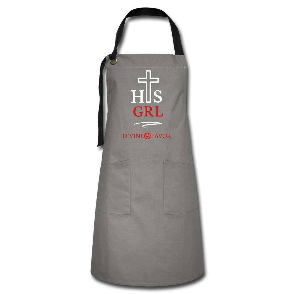 His Girl - White/Red Artisan Apron - gray/black