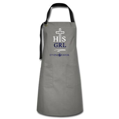 His Girl White/Navy Artisan Apron - gray/black