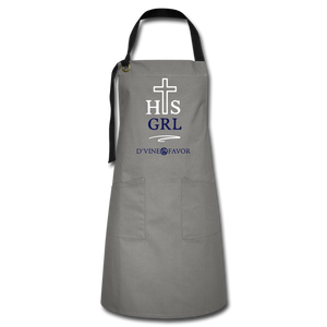 His Girl White/Navy Artisan Apron - gray/black