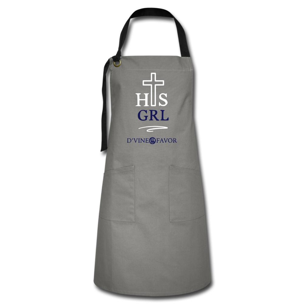 His Girl White/Navy Artisan Apron - gray/black