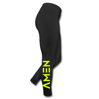 Amen - Neon Yellow with Logo Leggings - black