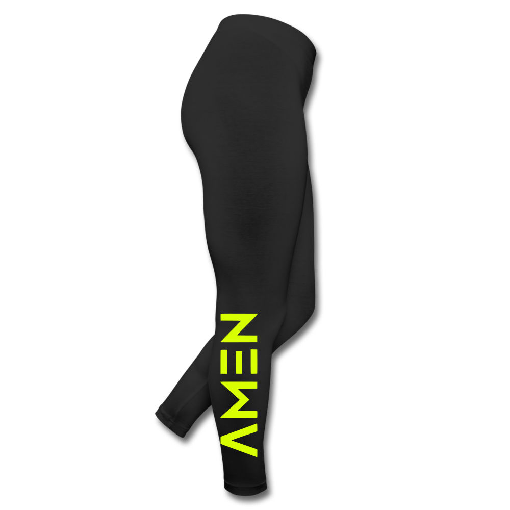 Amen - Neon Yellow with Logo Leggings - black