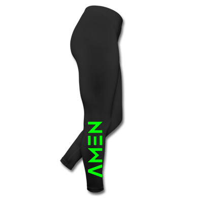 Amen - Neon Green Logo Leggings - black