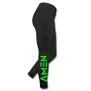 Amen - Neon Green Logo Leggings - black