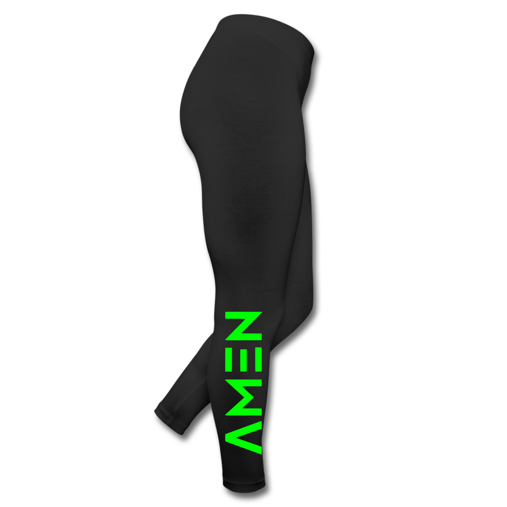 Amen - Neon Green Logo Leggings - black