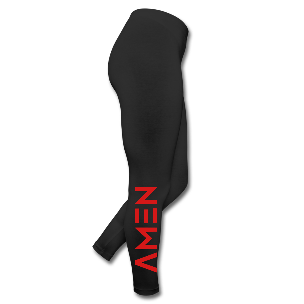 Amen - Red Leggings with Logo - black