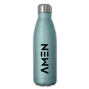 AMEN - Insulated Stainless Steel Water Bottle - turquoise glitter