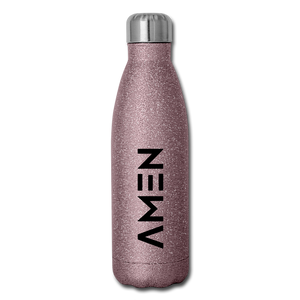 AMEN - Insulated Stainless Steel Water Bottle - pink glitter