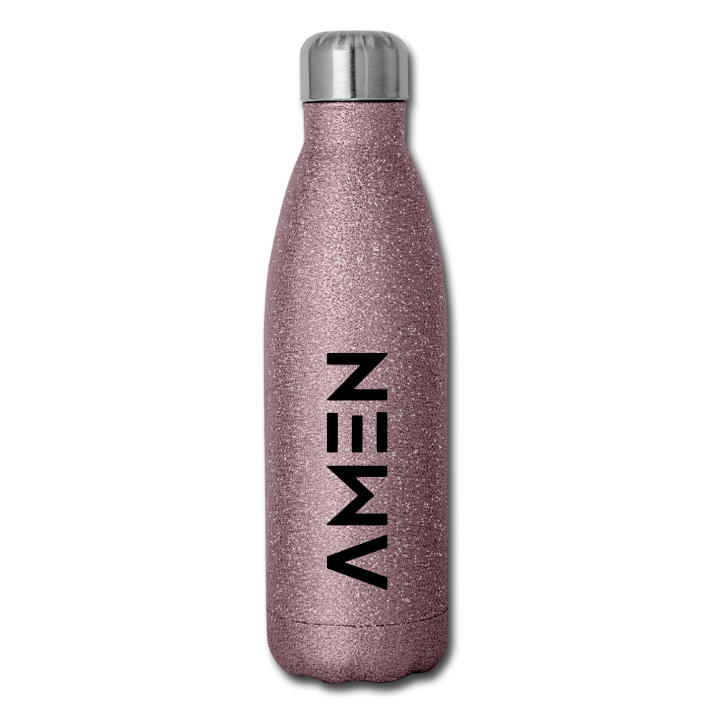 AMEN - Insulated Stainless Steel Water Bottle - pink glitter