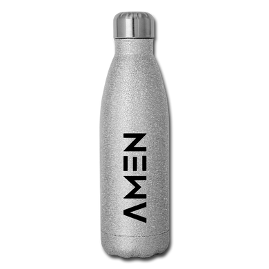 AMEN - Insulated Stainless Steel Water Bottle - silver glitter