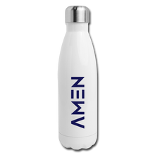 Load image into Gallery viewer, AMEN - Navy Insulated Stainless Steel Water Bottle - white