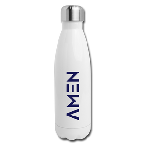 AMEN - Navy Insulated Stainless Steel Water Bottle - white