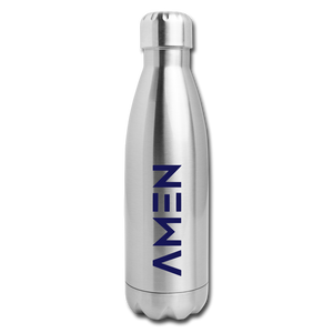 AMEN - Navy Insulated Stainless Steel Water Bottle - silver