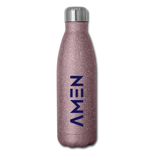 Load image into Gallery viewer, AMEN - Navy Insulated Stainless Steel Water Bottle - pink glitter