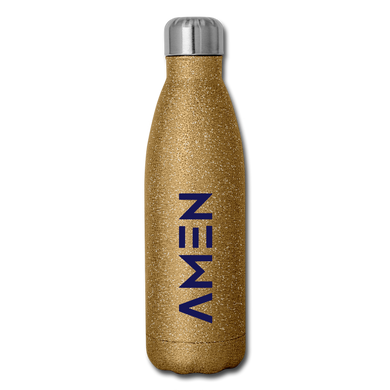 AMEN - Navy Insulated Stainless Steel Water Bottle - gold glitter