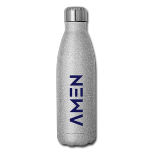 AMEN - Navy Insulated Stainless Steel Water Bottle - silver glitter