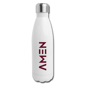 Amen - Maroon Insulated Stainless Steel Water Bottle - white