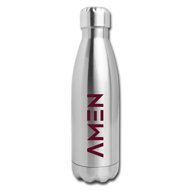 Amen - Maroon Insulated Stainless Steel Water Bottle - silver