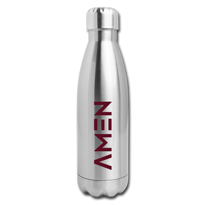 Amen - Maroon Insulated Stainless Steel Water Bottle - silver