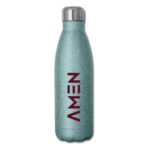 Amen - Maroon Insulated Stainless Steel Water Bottle - turquoise glitter