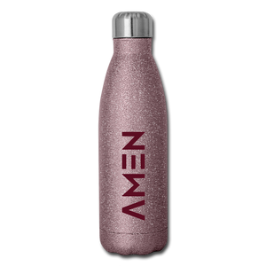 Amen - Maroon Insulated Stainless Steel Water Bottle - pink glitter