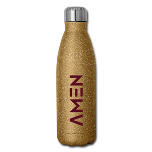 Amen - Maroon Insulated Stainless Steel Water Bottle - gold glitter