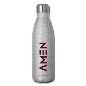 Amen - Maroon Insulated Stainless Steel Water Bottle - silver glitter